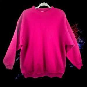 Vintage Nucleus Woman Vibrant Magenta Crew Sweatshirt 1X Oversized Fleece Lined